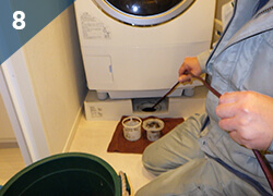 マンション 排水管高圧洗浄の流れイメージ